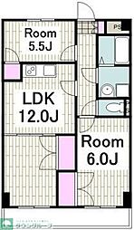 ヴィラソレアード 1階2LDKの間取り