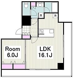パシフィックロイヤルコートみなとみらいオーシャンタワー 8階1LDKの間取り