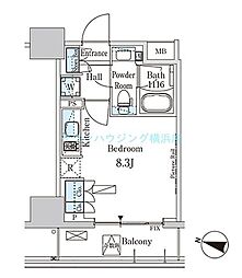 パークアクシス横濱高島町 6階ワンルームの間取り