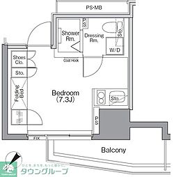 ザ・パークハビオSOHO横浜関内 ワンルームの間取図画像
