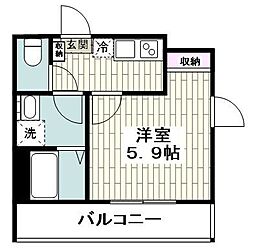 ピリーヴヒル弐番館 1Kの間取図画像