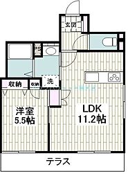 クラウンメゾン 1LDKの間取図画像
