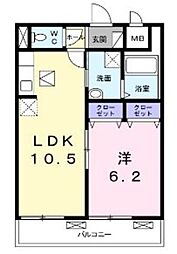 クレール 1LDKの間取図画像
