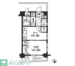 ベイ・ウエスト 1DKの間取図画像