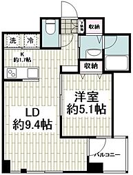 レジディア横濱馬車道 1LDKの間取図画像