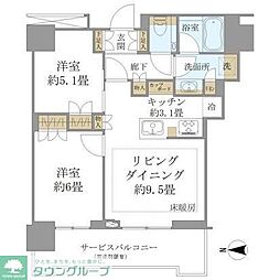 ザ・ヨコハマフロントタワー 2LDKの間取図画像