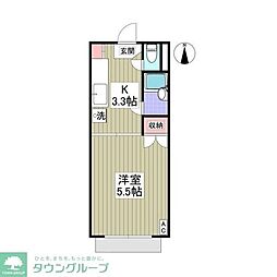 ヒルズ白楽 1Kの間取図画像