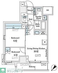 パークアクシス横浜伊勢佐木町通り 2LDKの間取図画像