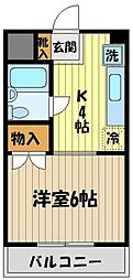 エステート富士見 2階ワンルームの間取り