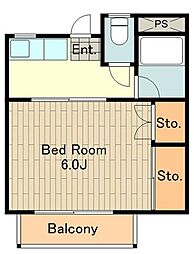 緑風館 1階1Kの間取り