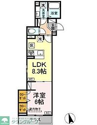 D-ROOM PREMIUM 多磨霊園駅 2階1LDKの間取り