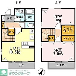ラヴィアンローズ 1階2LDKの間取り