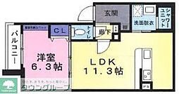 ポルト・ボヌール 1階1LDKの間取り