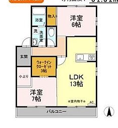 メゾン小柳 1階2LDKの間取り