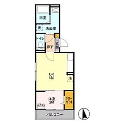 チェリーブラッサム 2階1LDKの間取り