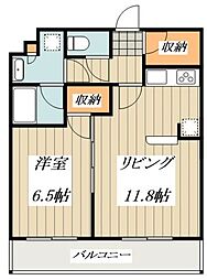 パークハウスワンズタワー 5階1LDKの間取り