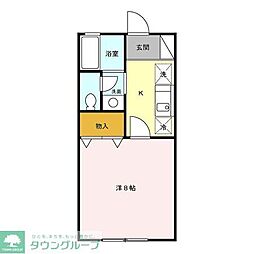 アヴェニュー 2階1Kの間取り