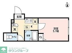 バーミープレイス東伏見 1階1Kの間取り