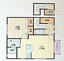 シャルム荻窪 2階1LDKの間取り