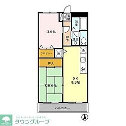 グレイスコート 3階2LDKの間取り