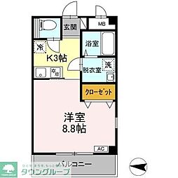 Ａｍｅｎｉｔｙ Ｃｏｕｒｔ 1階1Kの間取り