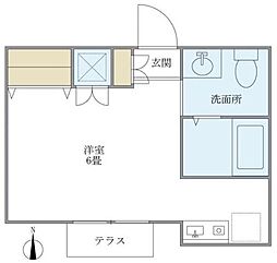 カルム吉祥寺 1階ワンルームの間取り