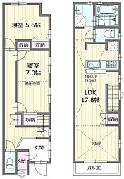 国立テラスハウス 1階3LDKの間取り