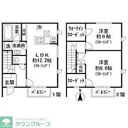 カサセレーナ 1階2LDKの間取り
