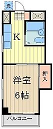 土方ハイツ 3階1Kの間取り