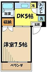 ヴァンベール三鷹 1階1DKの間取り