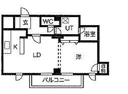 ダイヤハイツ松庵 3階1LDKの間取り