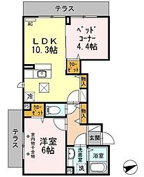 コンソラータ 1階2LDKの間取り