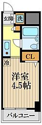 ウィンベルソロ国分寺1 4階1Kの間取り
