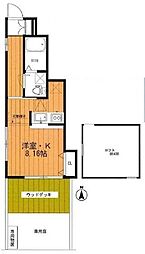 グランツ武蔵野 1階ワンルームの間取り