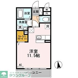 サンプレジール 1階ワンルームの間取り