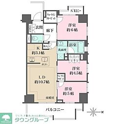 ザ・パークハウス国分寺プレイス 4階3LDKの間取り