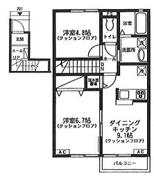 アペレース吉祥寺 2階2DKの間取り