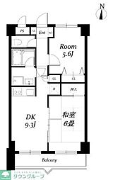 ロイヤルプレステージ 3階2DKの間取り