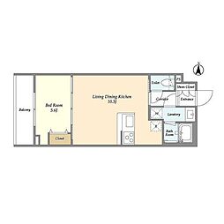 アヴァンカーサ三鷹 3階1LDKの間取り