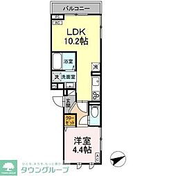 D-comodo関前 3階1LDKの間取り