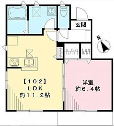 オハナエム 1階1LDKの間取り