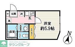 ノガワテラス 1階1Kの間取り
