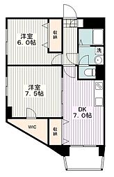 興栄マンションむさしの 2DKの間取図画像