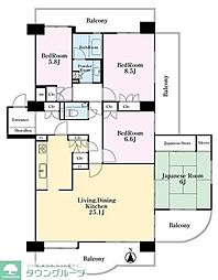 ガーデンハイツ小平1番館 4LDKの間取図画像