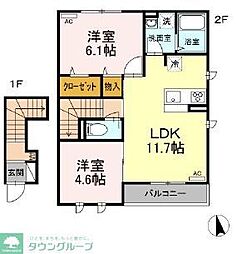 レセア花小金井 2LDKの間取図画像