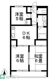 パールマンションオザキ2 3DKの間取図画像