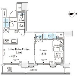 ウエリスアーバン中野坂上 1LDKの間取図画像