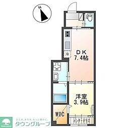 西東京市栄町1丁目アパート 1DKの間取図画像
