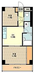 Uresidence三鷹 2DKの間取図画像