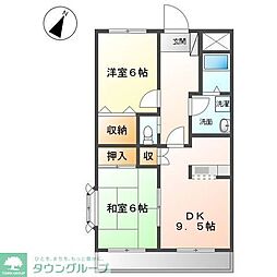 クレストール中里 2DKの間取図画像
